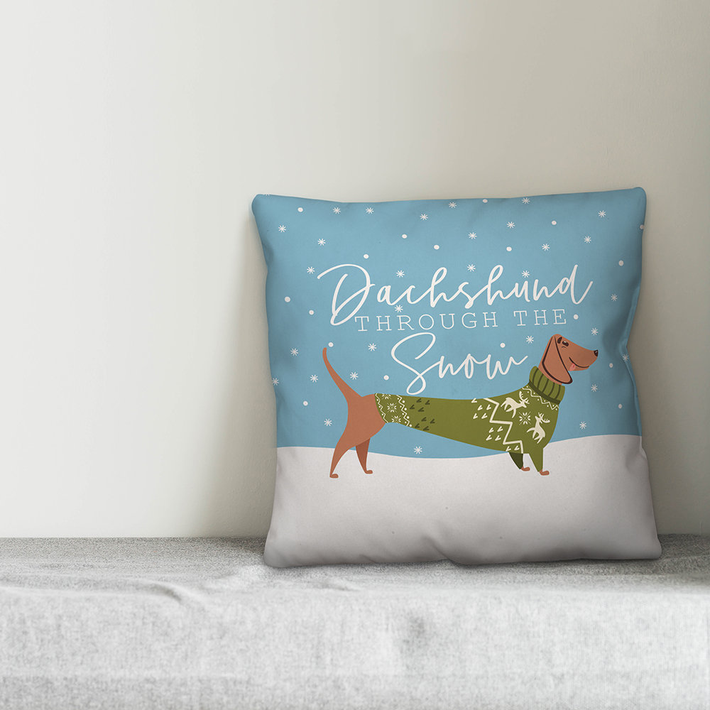 Dachshund Through the Snow Throw Pillow Designs Direct Creative Group