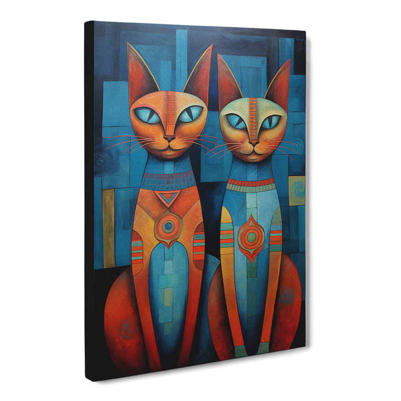 Egyptian Cat Orphism No.2 - Wrapped Canvas, 76cm H x 50cm W x 3cm D