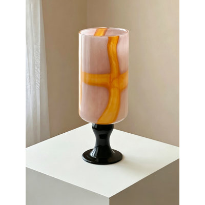 Two Tone Stemmed Art Glass Decorative Vase For Living Room