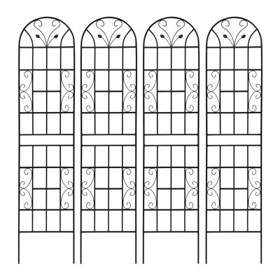 Paquet de 4 treillis de jardin en métal 86,7 "x 19,7" antirouille pour plantes grimpantes support de fleurs extérieur noir
