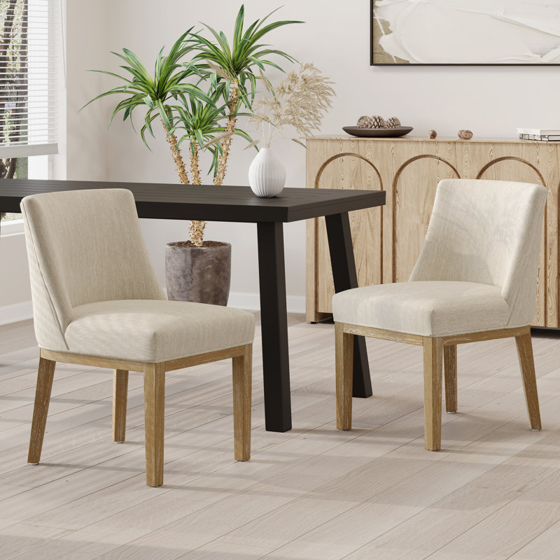 Derone 19'' H Fabric Upholstered Side Chair, Beige