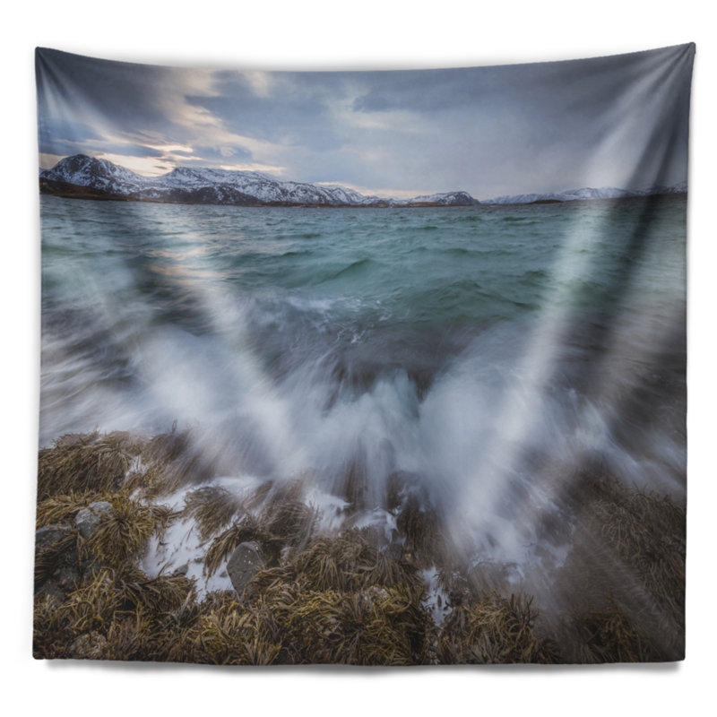 Tapisserie seascape rocks en norvège, H 32 po x l 39 po