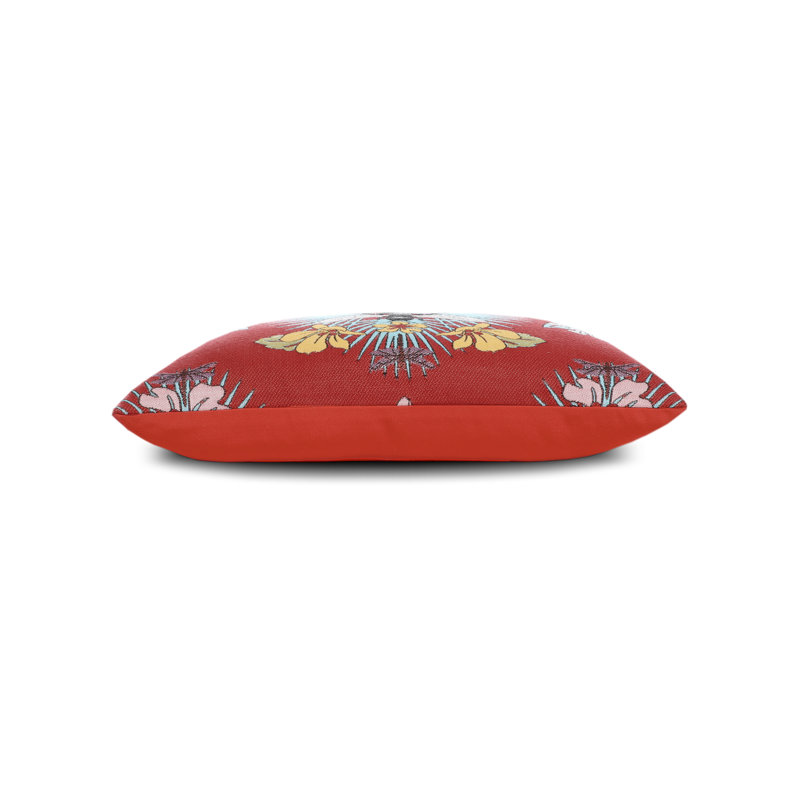 Tropical Bee Outdoor Rectangular Sunbrella® Pillow Cover & Insert, Red/Black