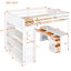 Lit mezzanine blanc avec et tiroirs - offre une expérience de sommeil confortable. Lit double, tablettes et bureau dans l'espace fonctionnel pour les adultes. Fabrication en bois massif. Aucun sommier n'est requis.-921884524-921884499