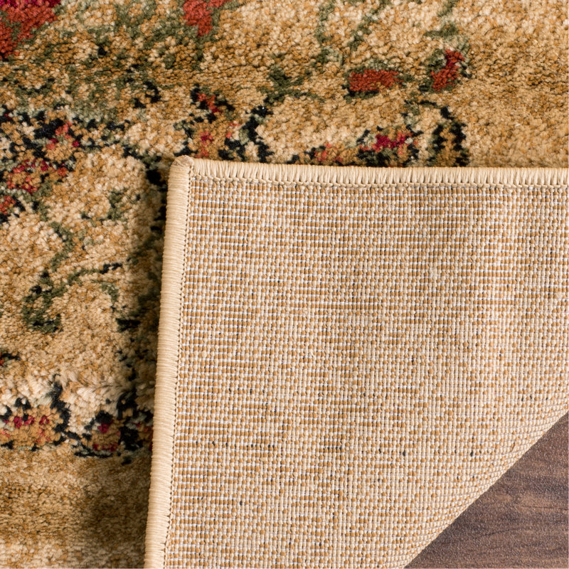 Tapis à motif cachemire brun / rouille / vert clair Klose, Rond 7 pi