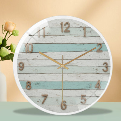 Clock Face Over Festive City Celebration Art - 12'' Modern Glass Wall Clock