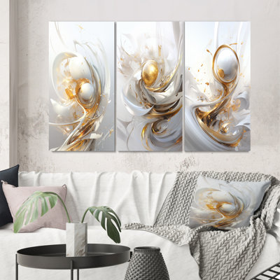 «Gold Sphere Fractal», 3 pièces sur toile