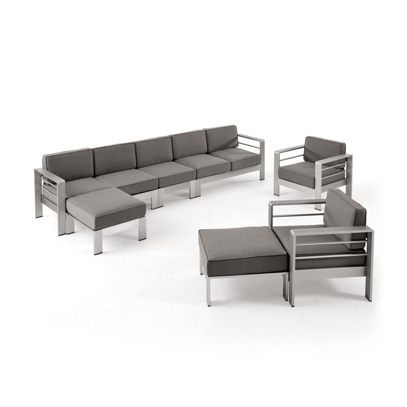 Ensemble de conversation modulaire avec coussins 7 pièces Dillion