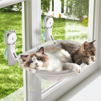 Lit pour chat sans cordon, lueur dans le noir et lits de chat stables - hamac pour fenêtre respirant (gris clair)