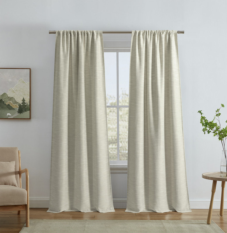 Gharib Textured Woven Blackout Rod Pocket Curtains, 2 Panel Set