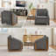 Upholstered Accent Armchair With Wood Accent Base-126573417