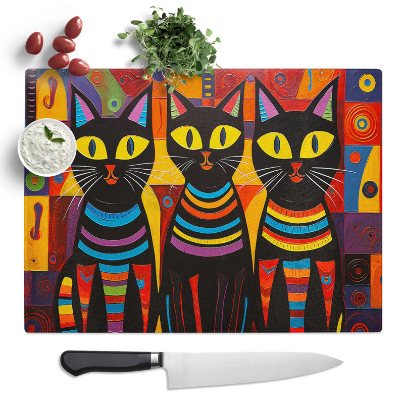 Egyptian Cat Pop Art No.3  Glass Chopping Board