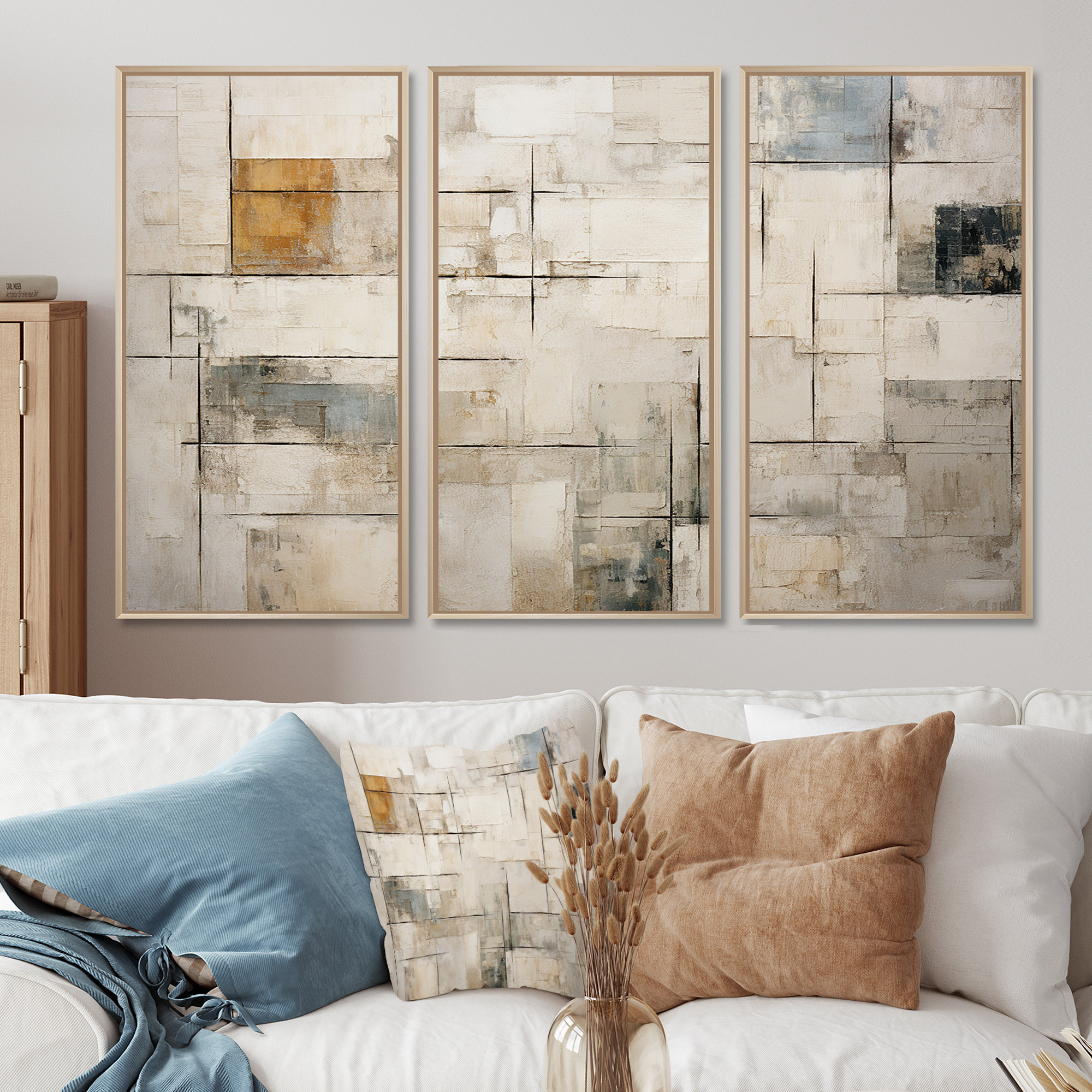 Ivy Bronx Beige And Gold Minimalism Scandinavian V - Scandinavian Wall ...