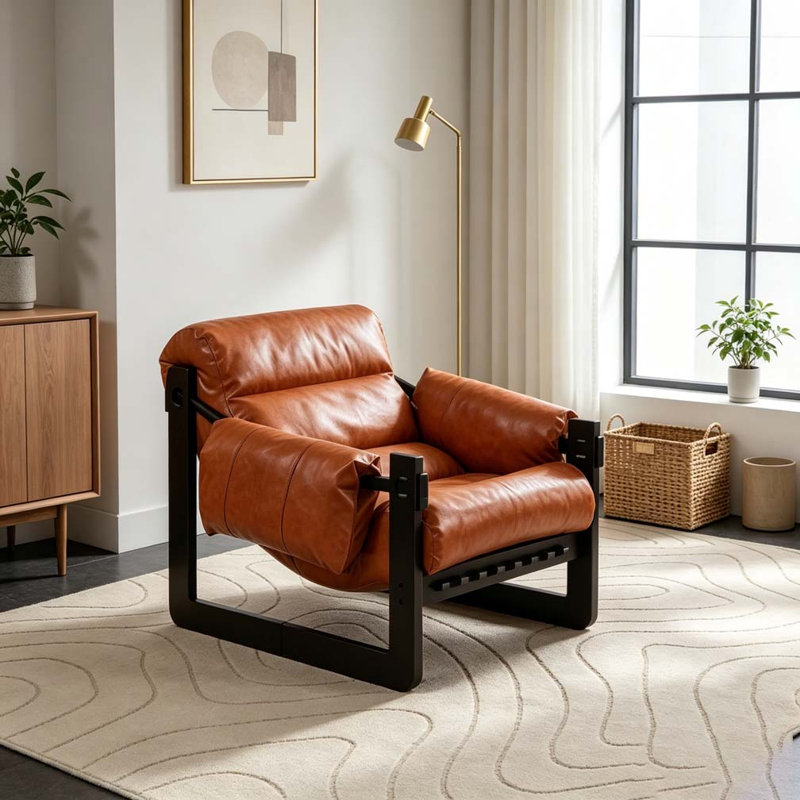 Chaise longue de style médiéval moderne, Orange rétro