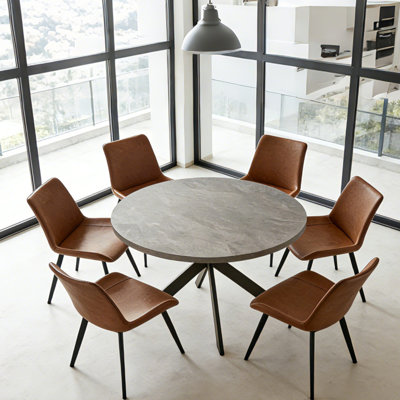 45.67''L Round Dining Table Set, Mid Century Modern Round Kitchen Table