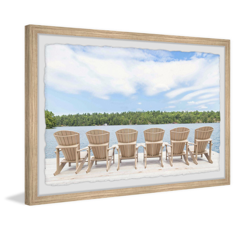 Chairs By The Lake by Ansel Adams - Single Picture Frame Painting, 61cm H x 91cm W