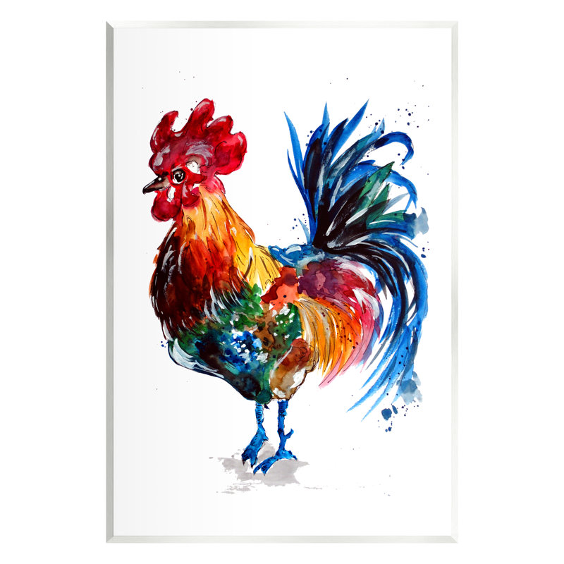 Stupell Industries Rooster With Modern Splash Wall Plaque Art Design By Sebastian Grafmann, H 19 po x l 13 po x P 0,5 po