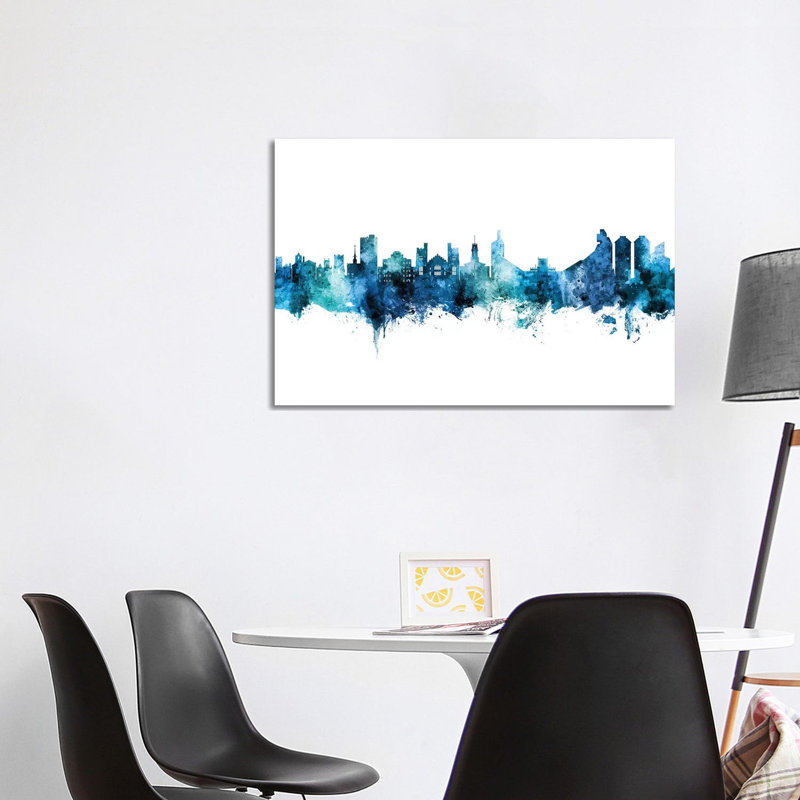 Boulder Colourado Skyline Blue Teal by Michael Tompsett - Wrapped Canvas Gallery-Wrapped Canvas Giclée