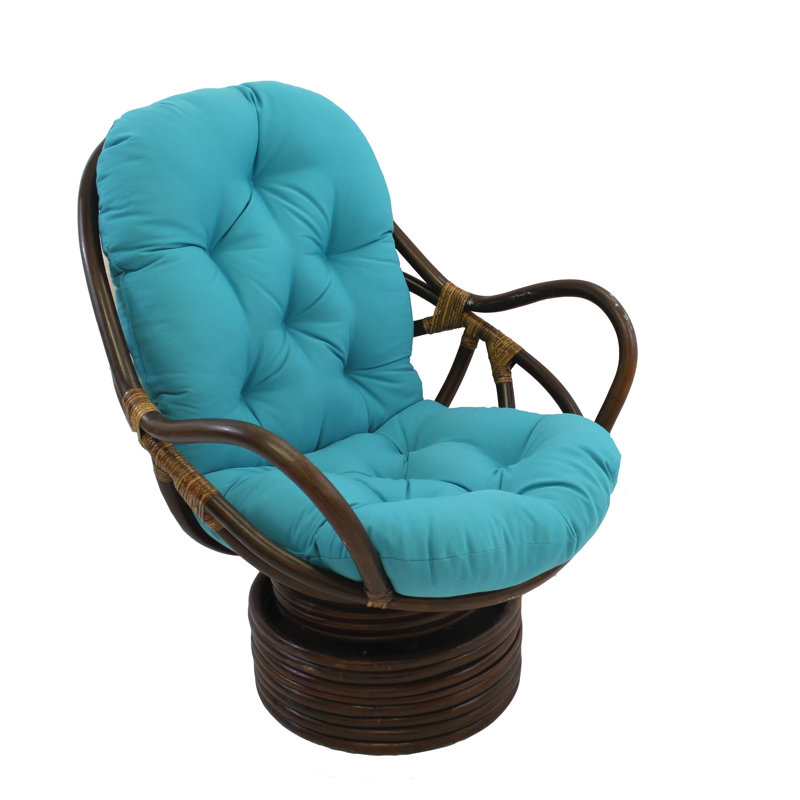 Bilyeu Upholstered Swivel Armchair, Aqua Blue Cotton Twill
