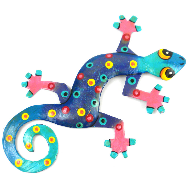 Décoration murale tambour recyclé tropical Gecko