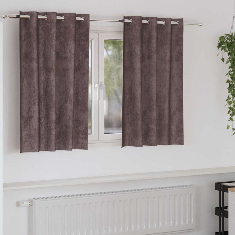 Alithia Velvet Room Darkening Curtain Pair, Brown, 140cm Width x 140cm Drop