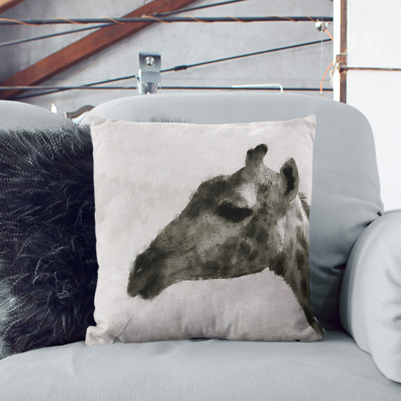 Giraffe Vol.4 Painting Square Throw Cushion, 40cm H x 40cm W x 15cm D, White