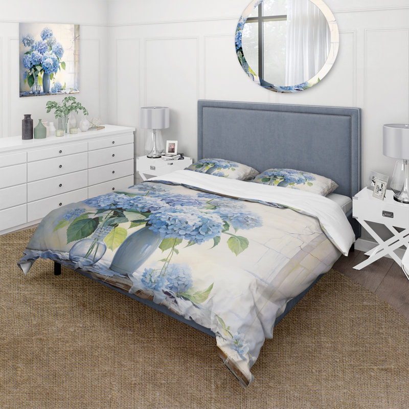 Ensemble de housse de couette Blue Hydrangea Farmhouse Still Life - Hydrangea