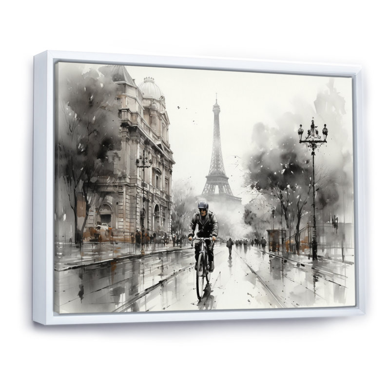 Paris Rue De Rivoli - Cityscapes Wall Art Prints, H 30 po x l 40 po, Cadre flottant blanc