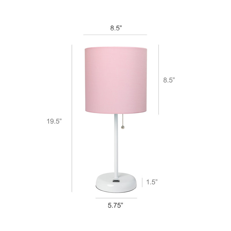 Delp Metal USB Table Lamp, Pink, White, No