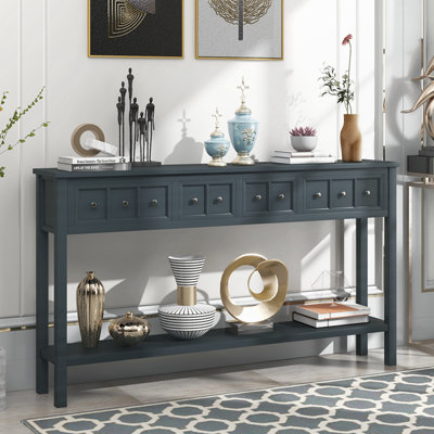 Tarsita Rustic Entryway Console Table Long Sofa Table with Drawers and Bottom Shelf Entryway Table