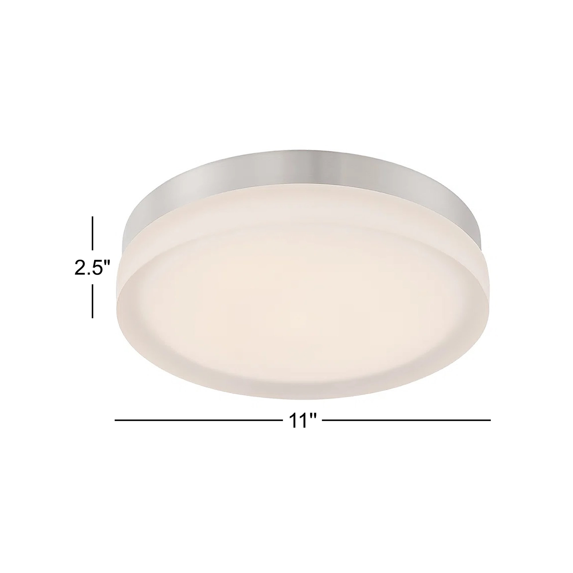 Single Light Glass LED Flush Mount, Titanium, 2.5" H x 11" W x 11" D, 2700K
