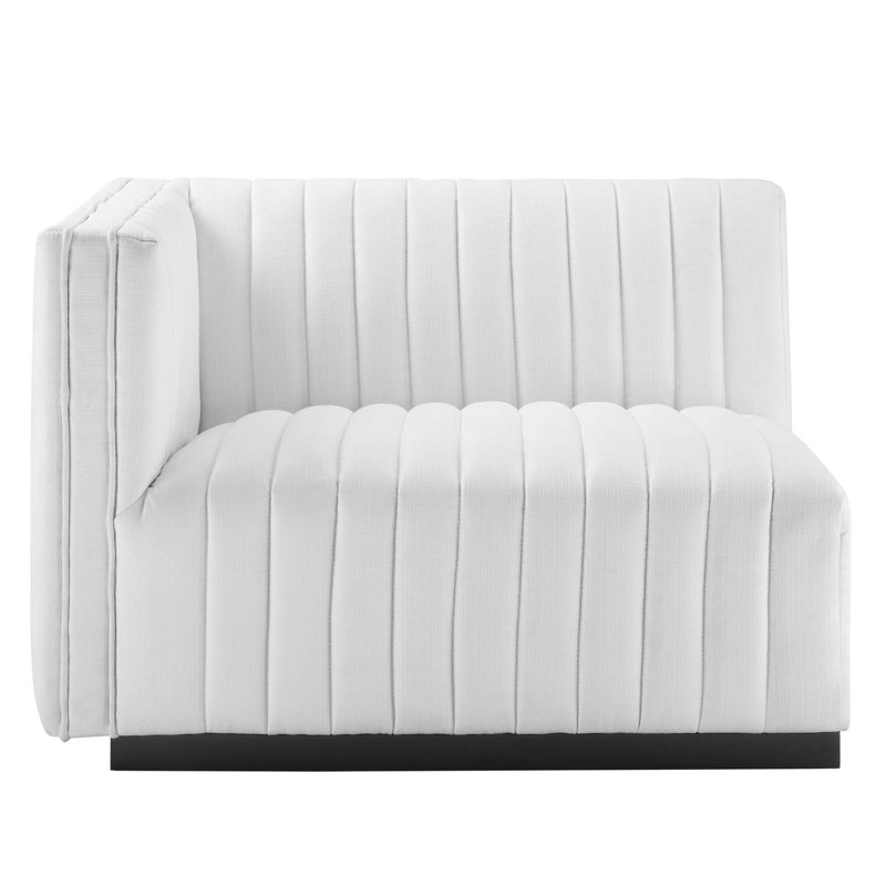 Conjure Channel Tufted Sofa by Modway, Black, White Polyester, 28" H x 155" W x 36.5" D