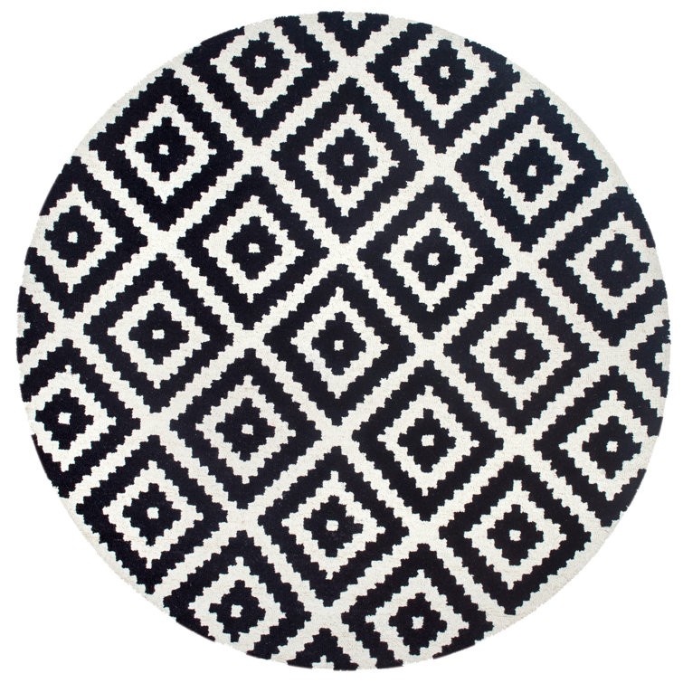 Decca Geometric Handmade Tufted Wool Black/Cream Area Rug