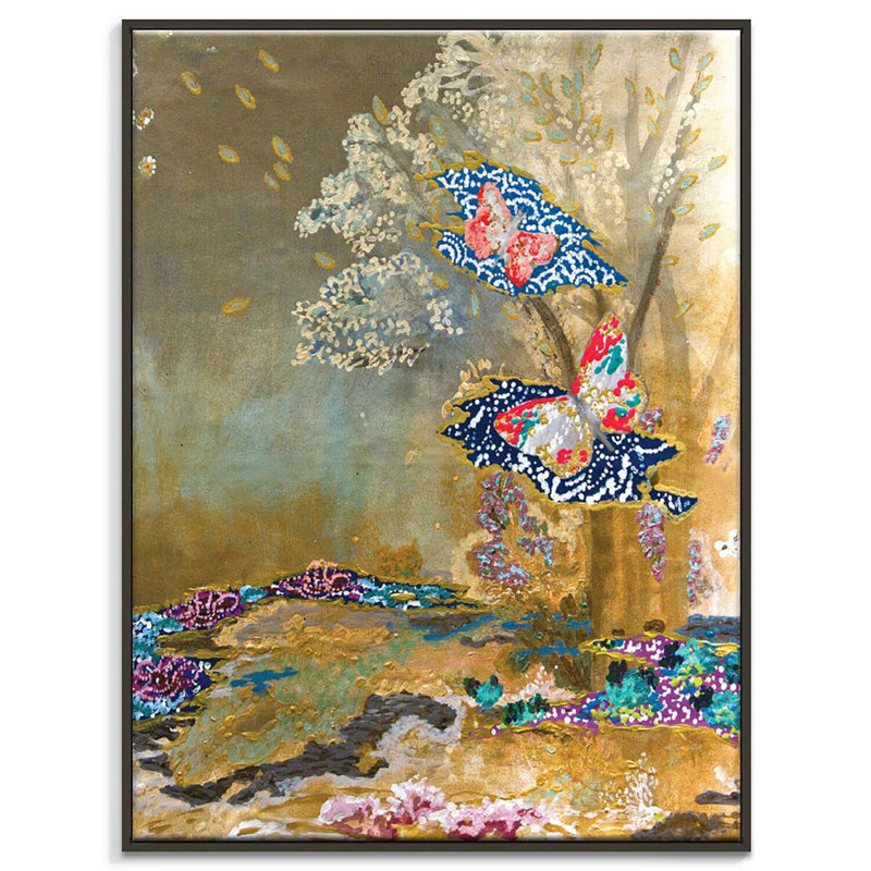 Gold 1 Piece Single Picture Frame and Floater Frame Painting on Canvas, Black