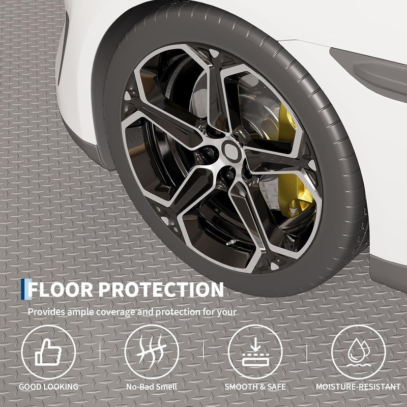 Rouleau de tapis de garage Garage, L 60 po x L 120 po, Gris, 50