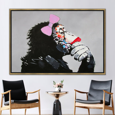 Abstrait, art mural singe pensant abstrait