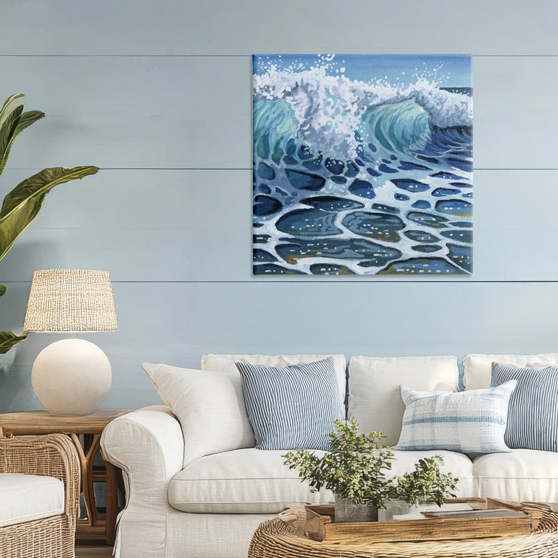 «Strong Crashing Waves» sur toile de plage, design par Kate Jarvik Birch, H 36 po x l 36 po