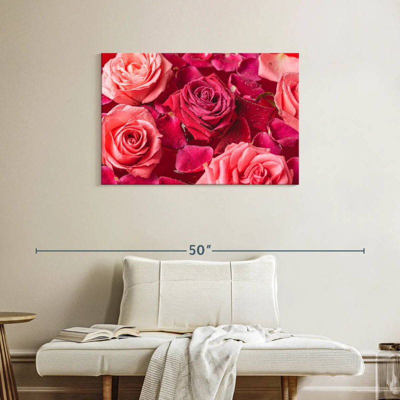 Harnek Dewy Pink Roses, 24" H x 36" W