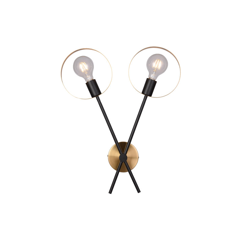 Giselle Modern 2 Light Black and Gold Wall Sconce