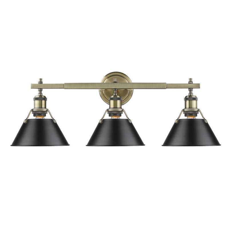 Luminaire à 3 lumières Felda, Laiton vieilli, Noir mat