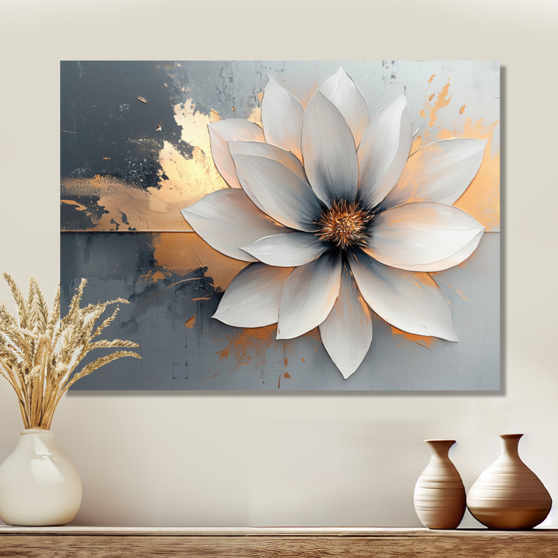 Golden Chrysanthemums Pure Form I - Chrysanthemums, art mural, H 34 po x l 44 po, Toile tendue sur cadre, Ne s’applique pas