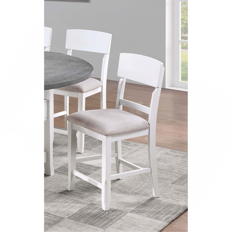 Ensemble de salle à manger à hauteur de comptoir 7 pièces Contemporary, Blanc antique/gris, Blanc antique