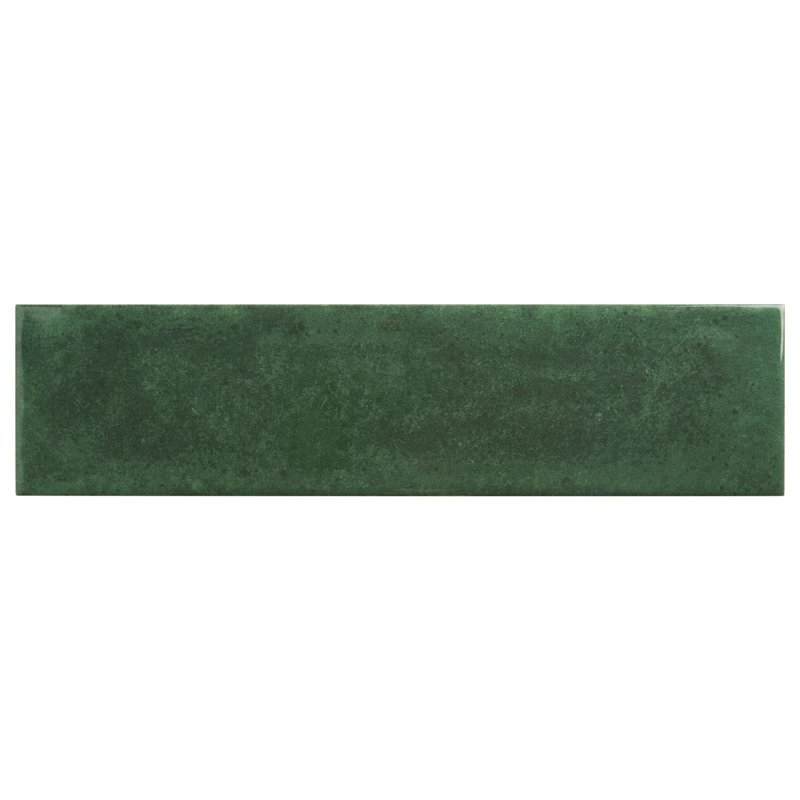 Aquarella 4X16 Glossy Ceramic Subway Wall Tile, Leaf Green