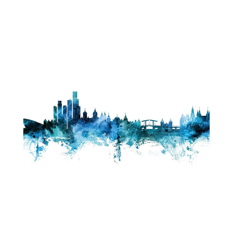 Amsterdam, the Netherlands Skyline by Michael Tompsett - 1 Piece Wrapped Canvas Wall Art, 20.32 cm H x 30.48 cm W