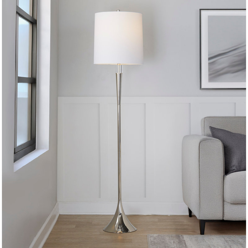 Metal Floor Lamp, Clear/Nickel/White