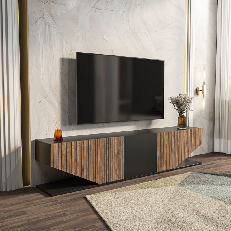 Pearl Modern TV Stand TV Unit for TVs up to 71", Black/Alina