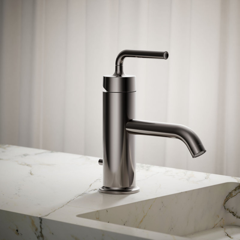Purist Single Hole Bathroom Faucet with Drain Assembly, Vibrant Titanium