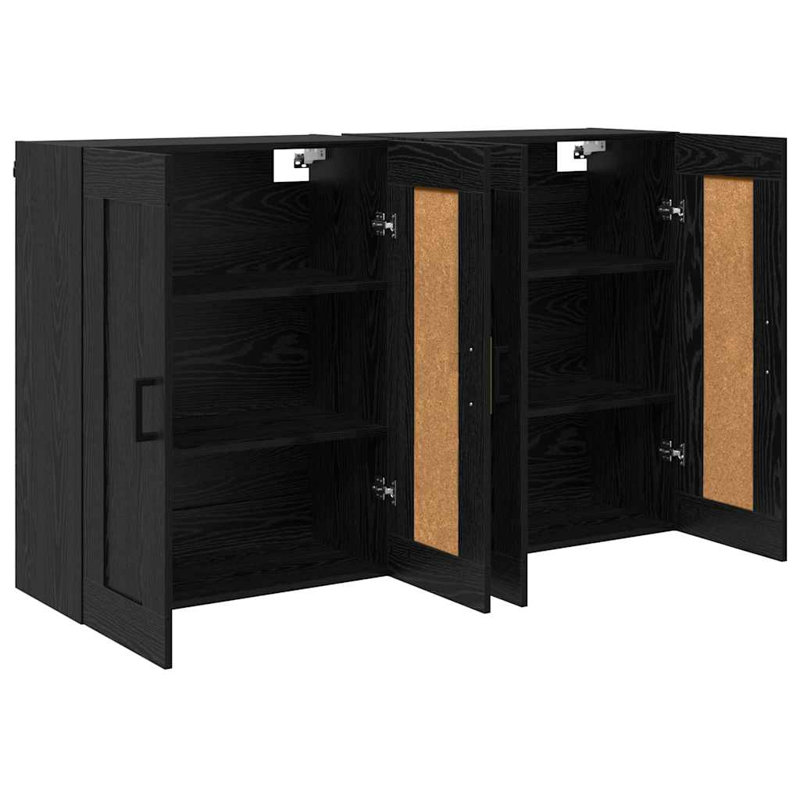  Wall-Mounted Cabinet 2 Pcs Black Oak 69.5 X 34 X 90 Cm, Black Oak