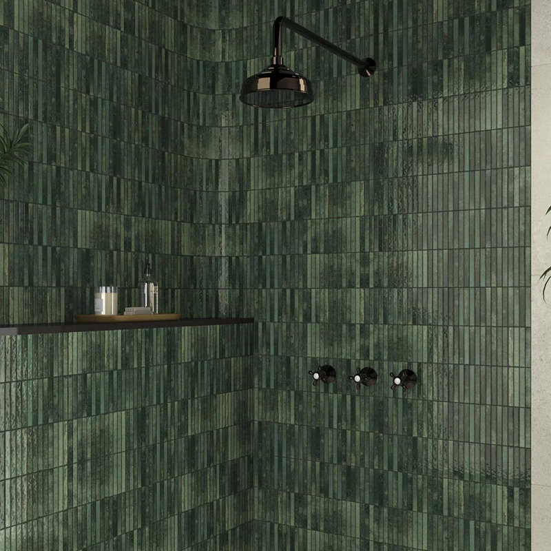 Mosaïque murale en porcelaine émaillée Kit-Kat, Vert
