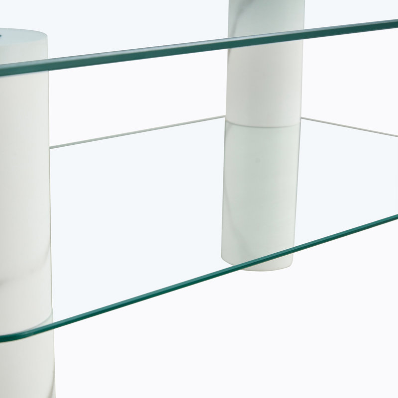 Modern, Glass Top MDF Console Table, White